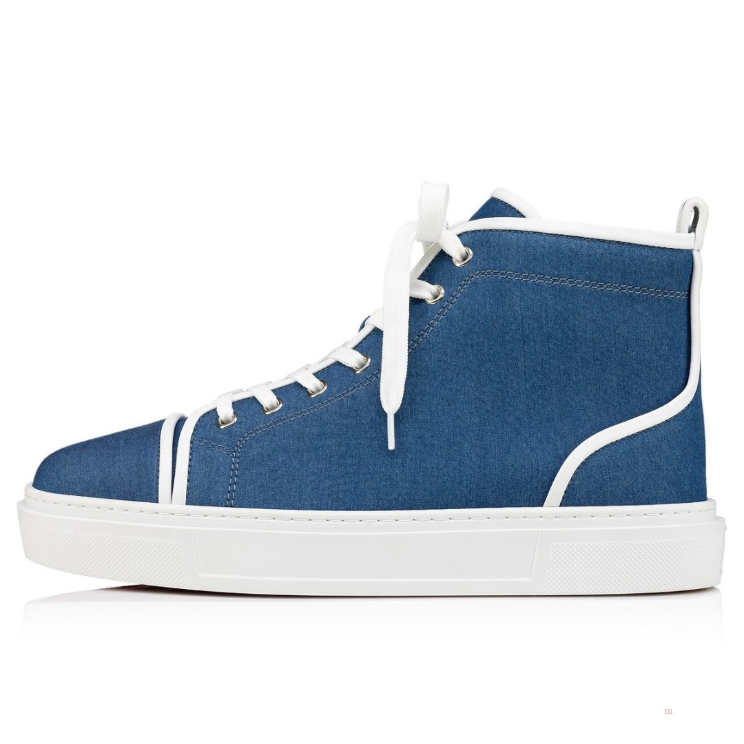 Christian Louboutin Adolon Men's High Top Sneakers Blue | KBSJNU847