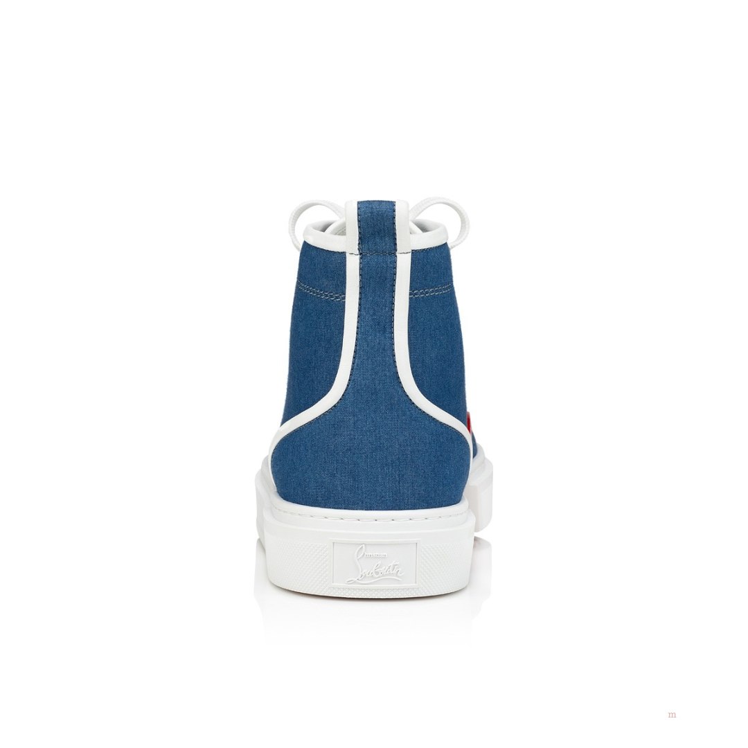 Christian Louboutin Adolon Men's High Top Sneakers Blue | KBSJNU847