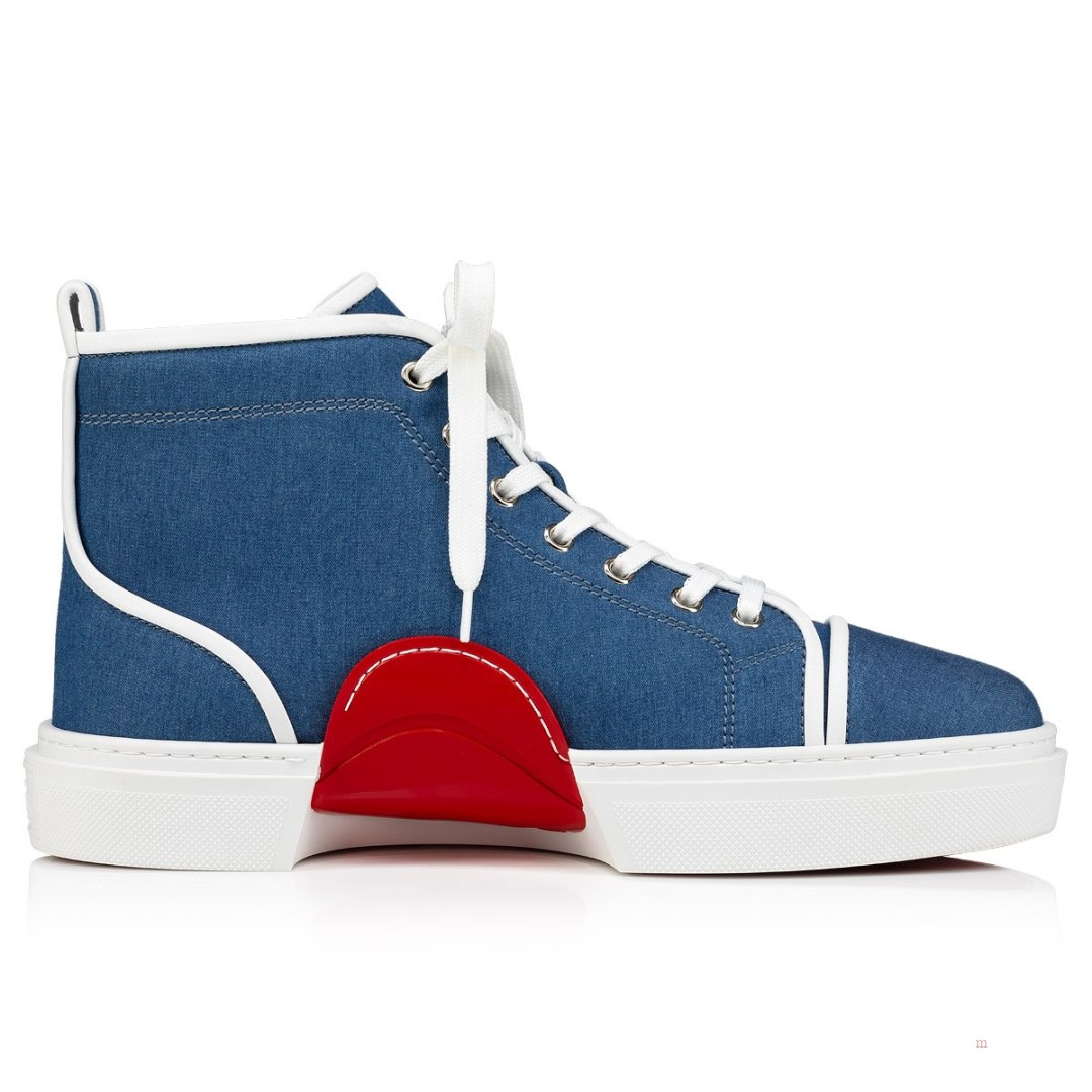 Christian Louboutin Adolon Men's High Top Sneakers Blue | KBSJNU847