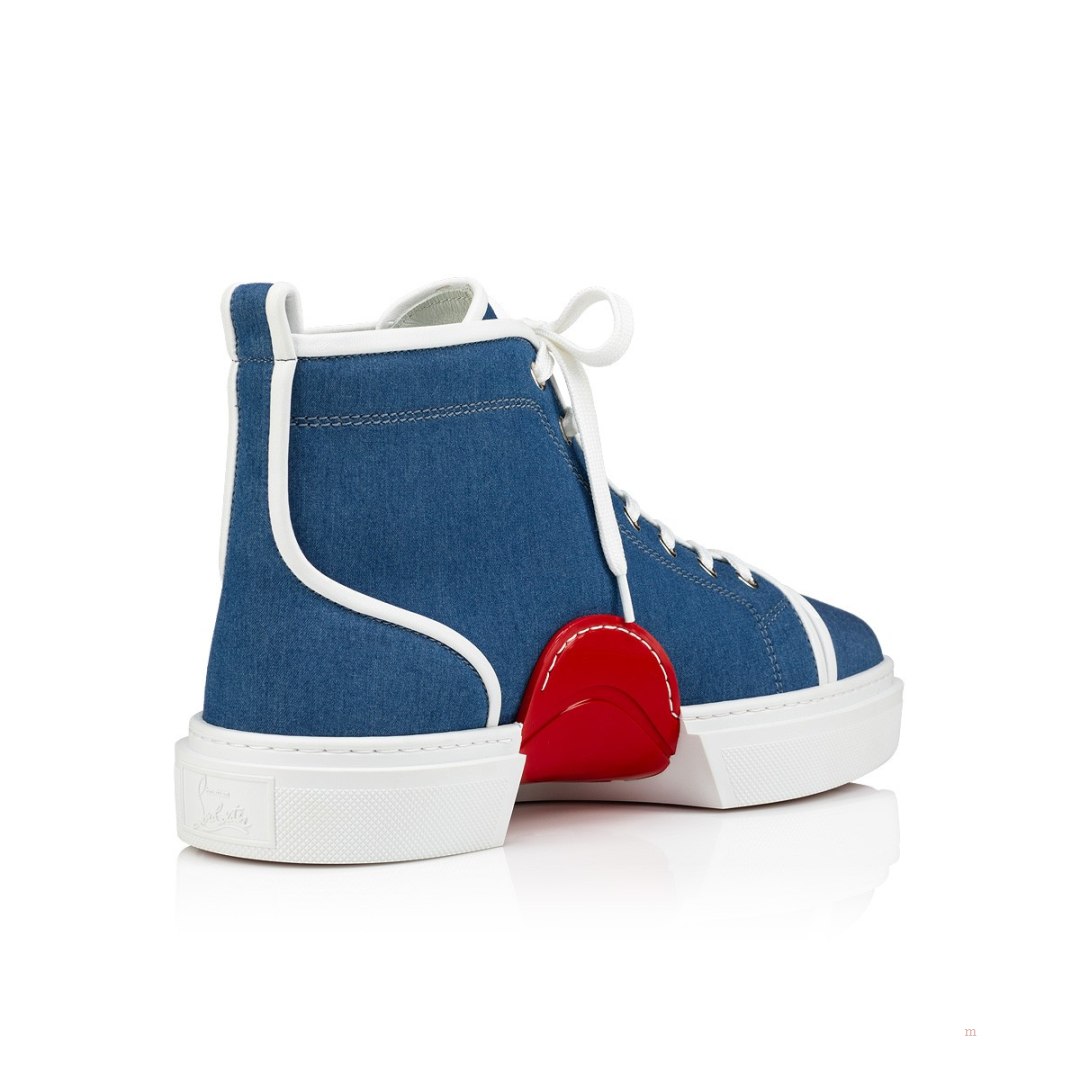 Christian Louboutin Adolon Men's High Top Sneakers Blue | KBSJNU847