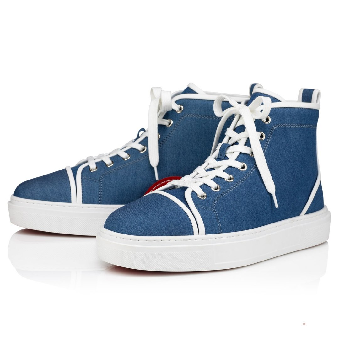 Christian Louboutin Adolon Men\'s High Top Sneakers Blue | KBSJNU847