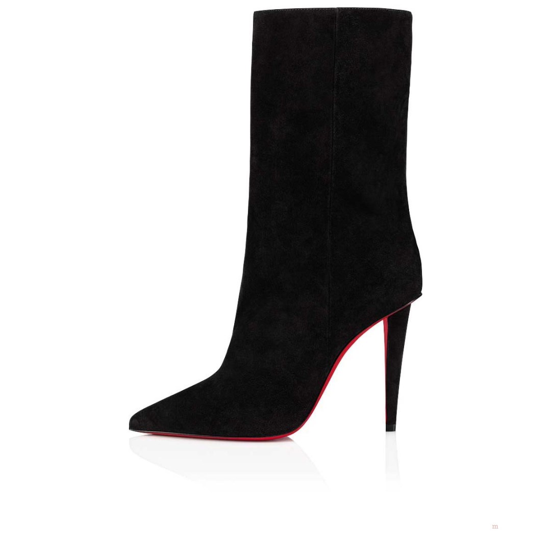 Christian Louboutin Astrilarge Booty Women's Suede Boots Black | MSERKN792