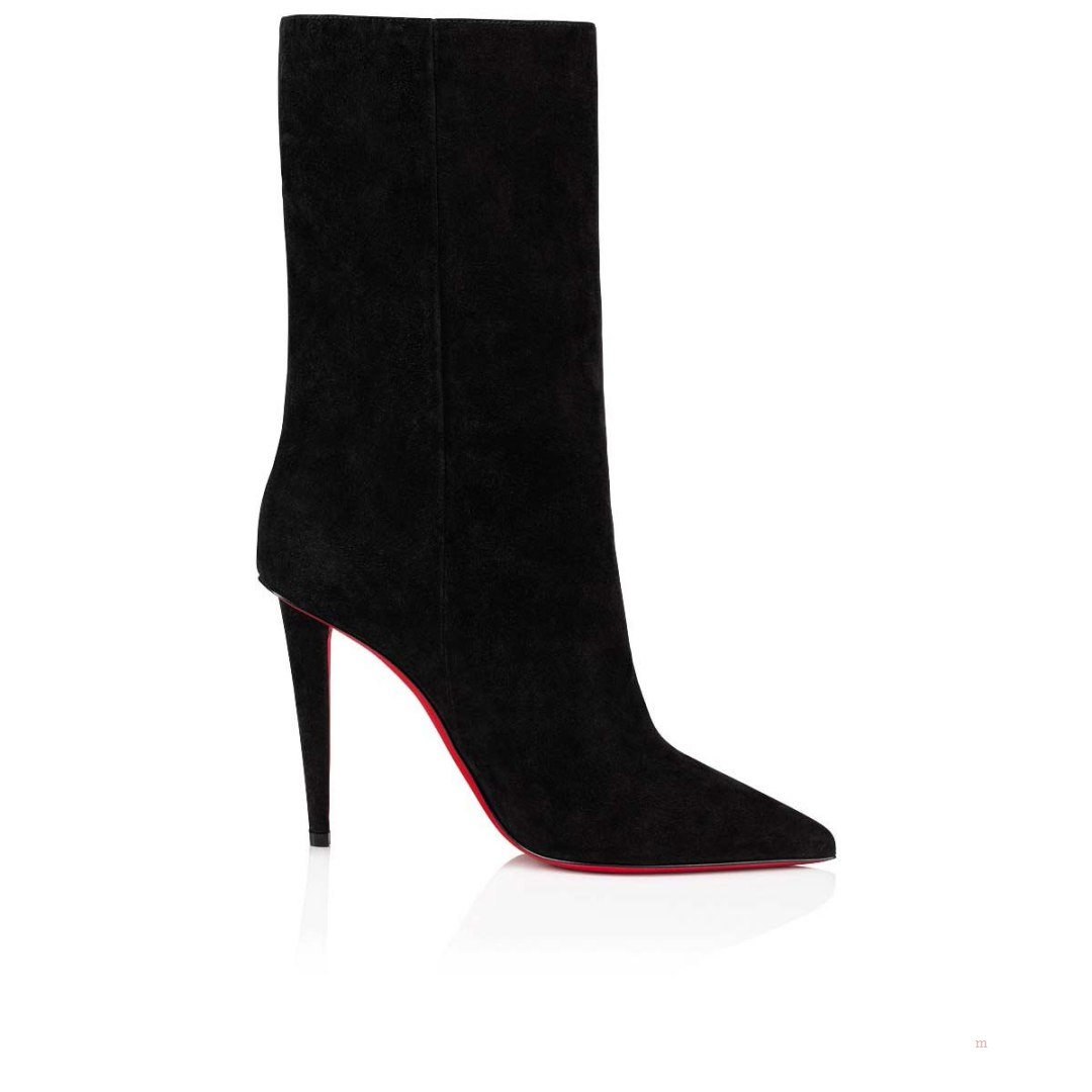 Christian Louboutin Astrilarge Booty Women's Suede Boots Black | MSERKN792