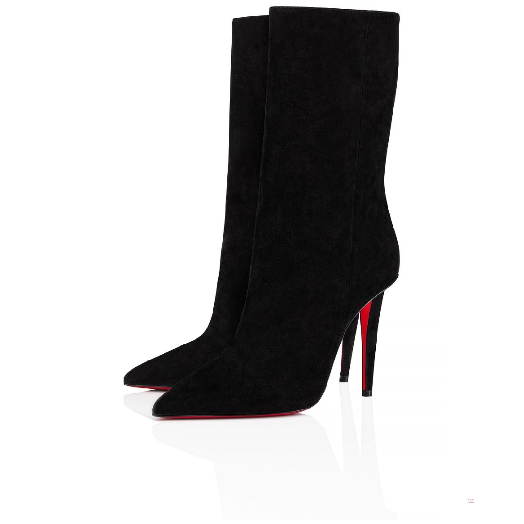 Christian Louboutin Astrilarge Booty Women\'s Suede Boots Black | MSERKN792