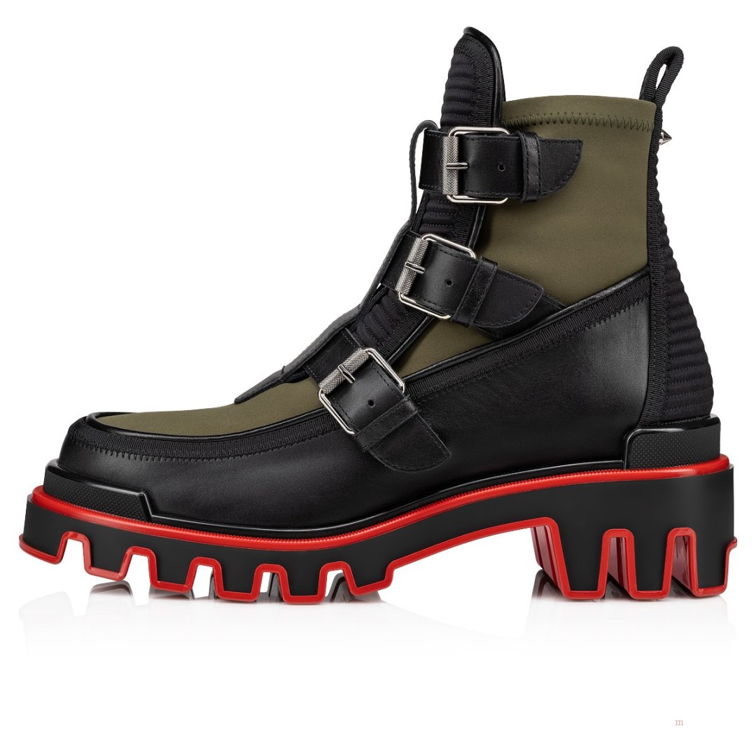 Christian Louboutin Buckle Dune Men's Leather Boots Multicolor | HGXNRQ153