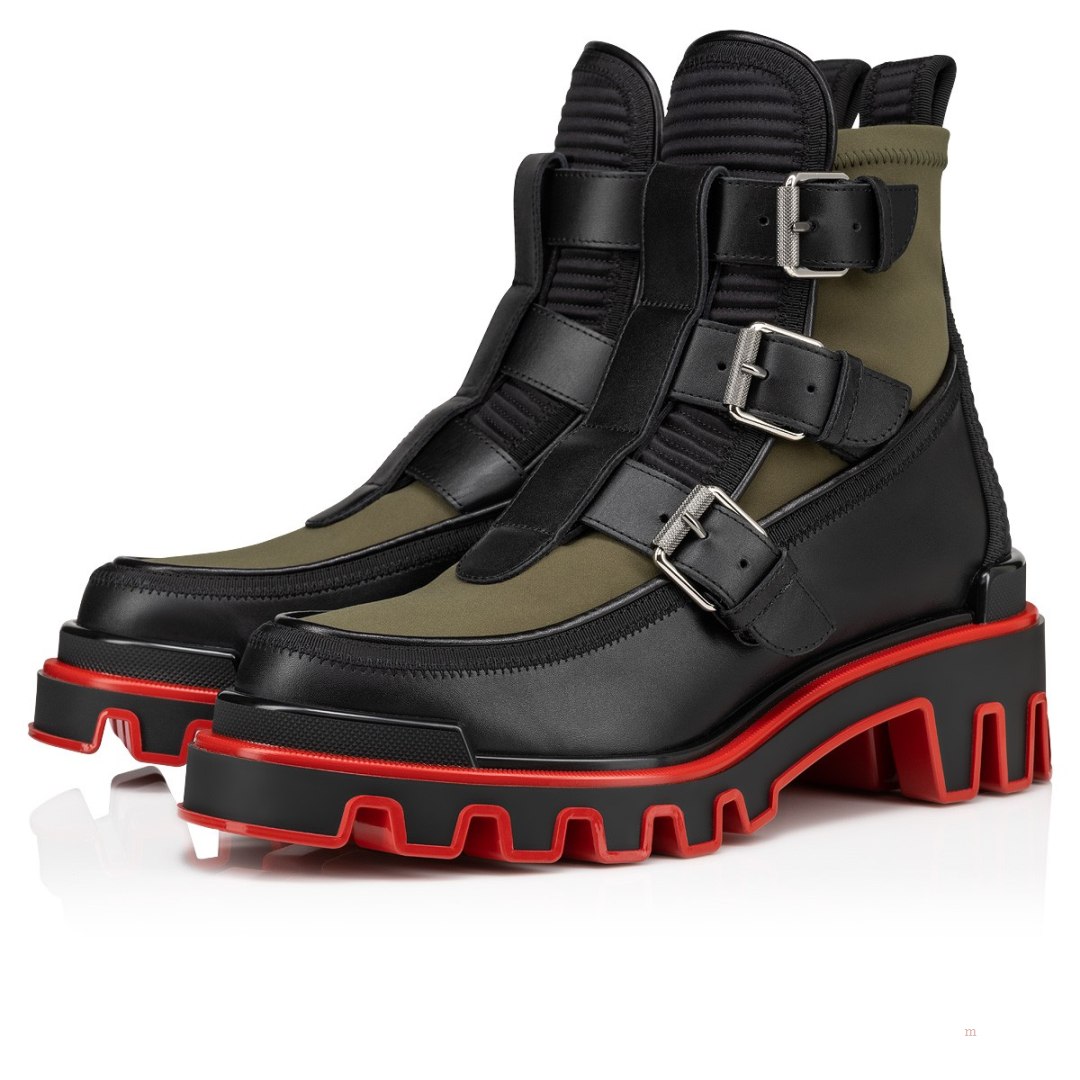 Christian Louboutin Buckle Dune Men\'s Leather Boots Multicolor | HGXNRQ153