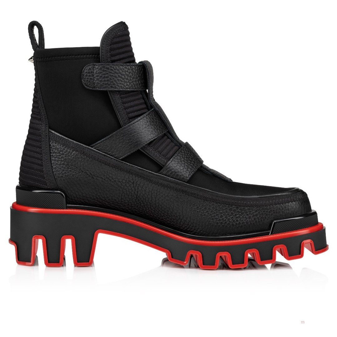 Christian Louboutin Buckle Dune Men's Leather Boots Black | ODBZFS715