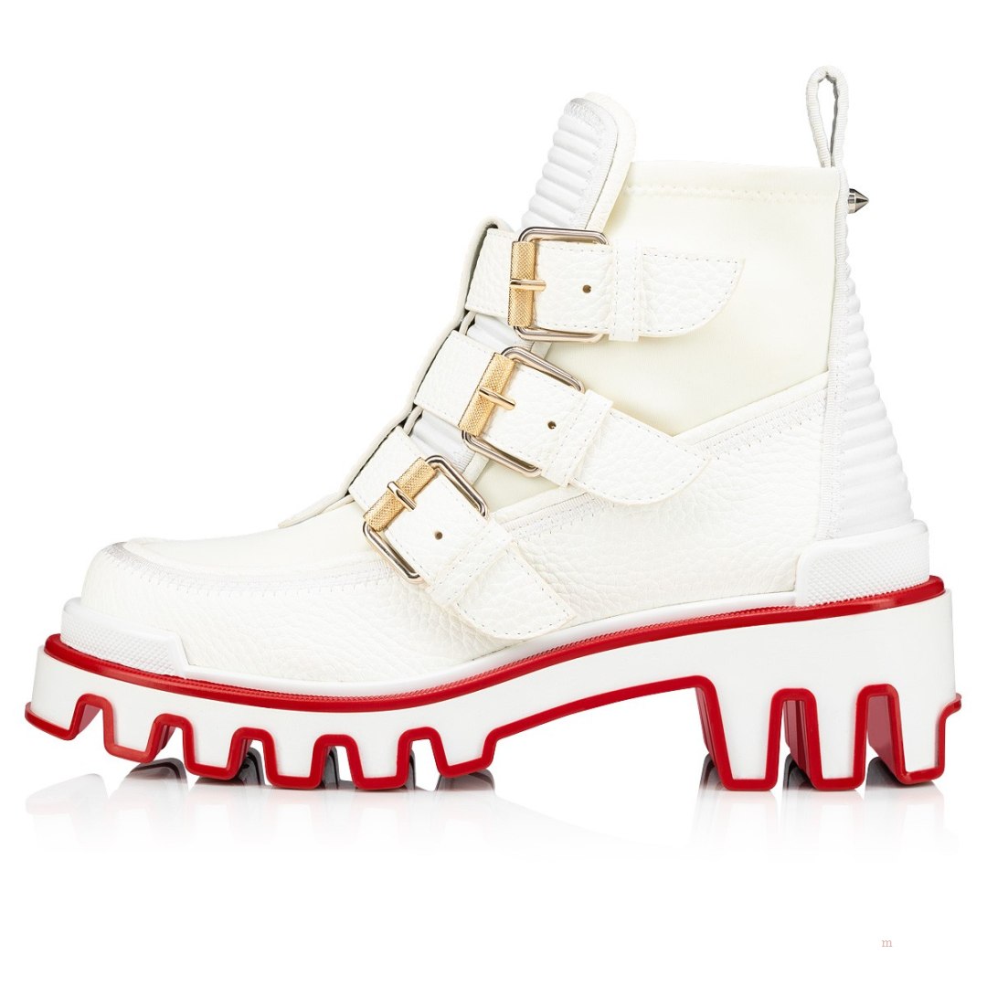 Christian Louboutin Buckle Dune Women's Ankle Boots White | RICOQJ583