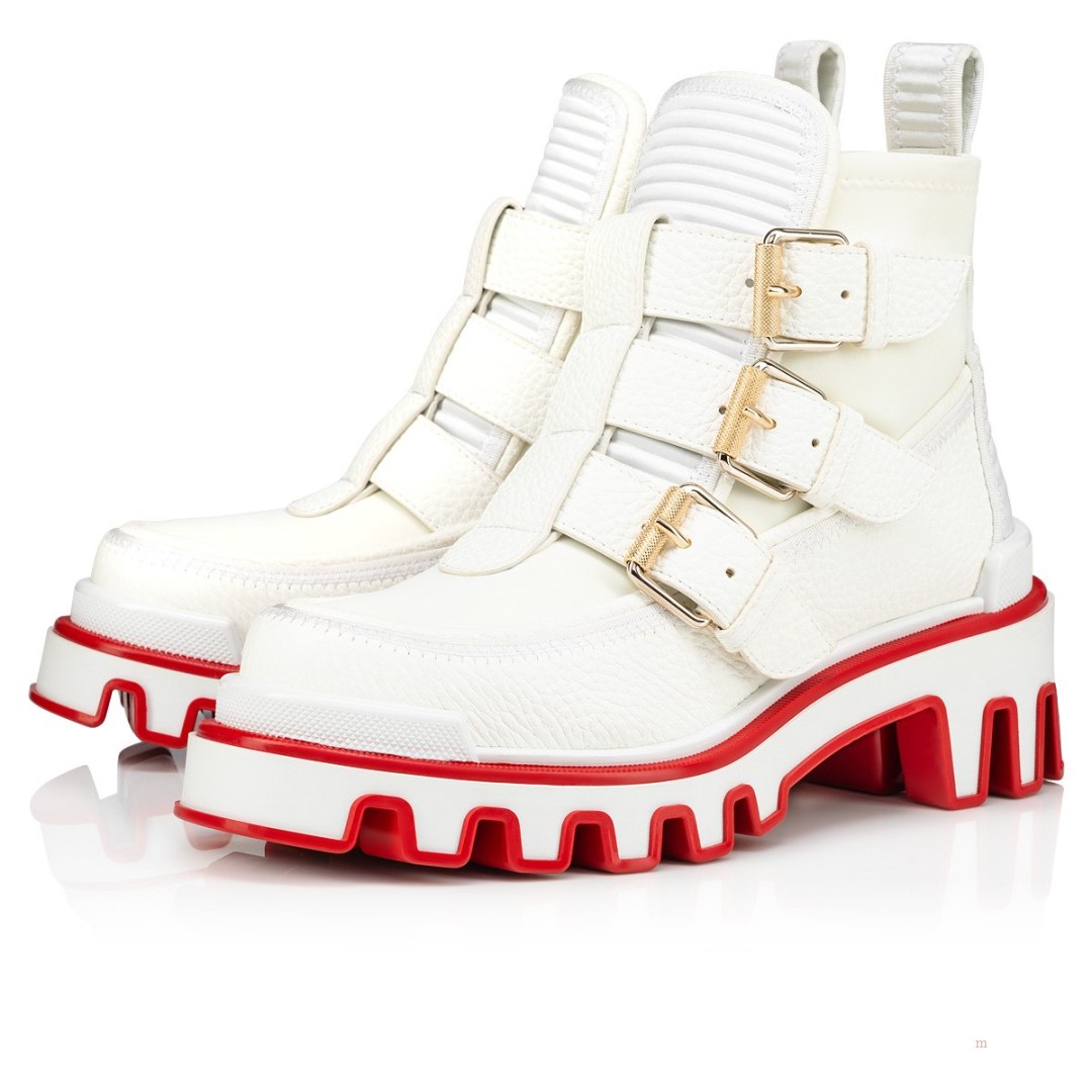 Christian Louboutin Buckle Dune Women\'s Ankle Boots White | RICOQJ583