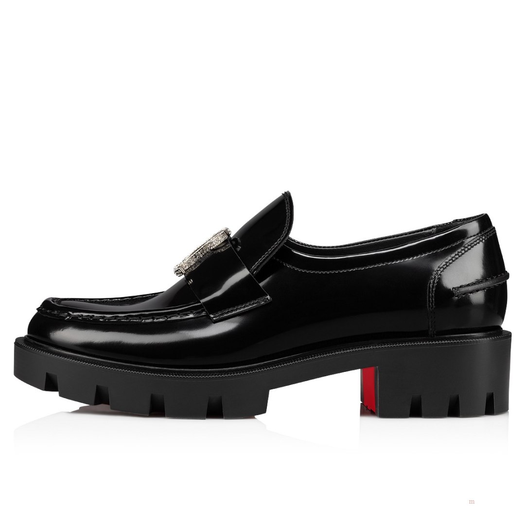 Christian Louboutin CL Moc Lug Strass Women's Loafers Black | SWIFGV047