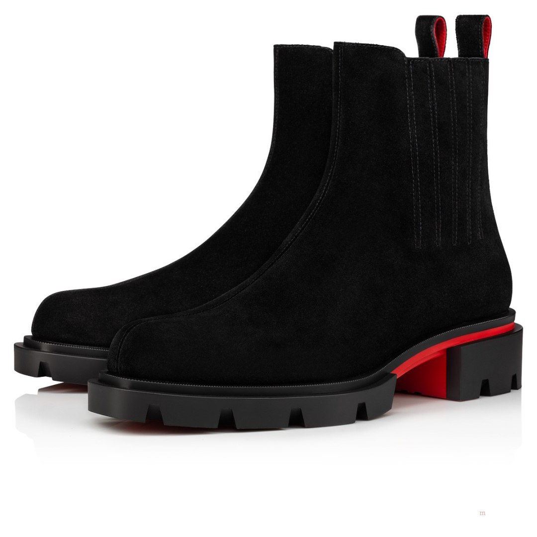 Christian Louboutin Cheney Walk Men\'s Leather Boots Black | WBMQGE057