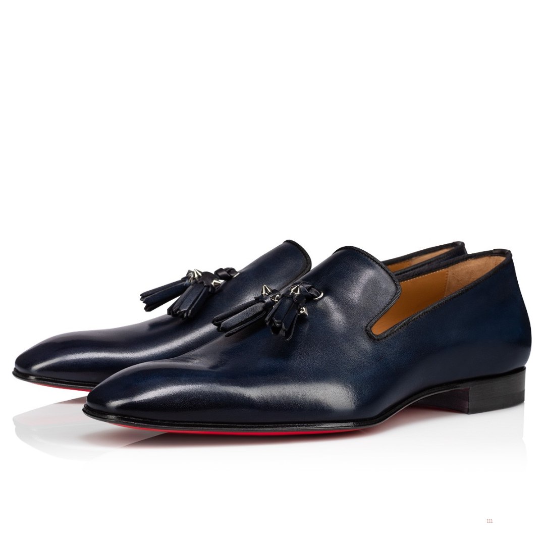 Christian Louboutin Dandelion Tassel Men's Loafers Blue | EGUORC573