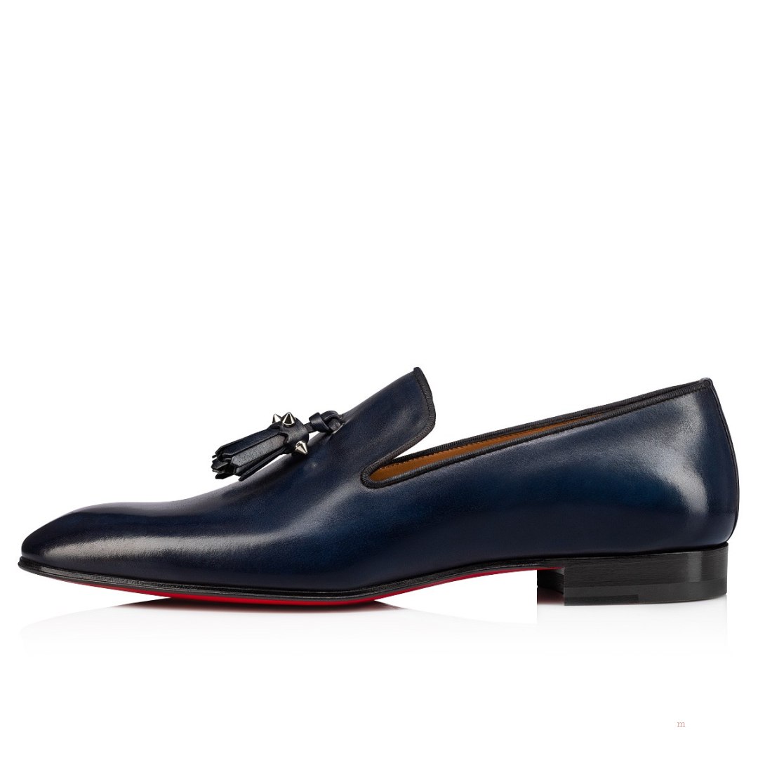 Christian Louboutin Dandelion Tassel Men's Loafers Blue | EGUORC573