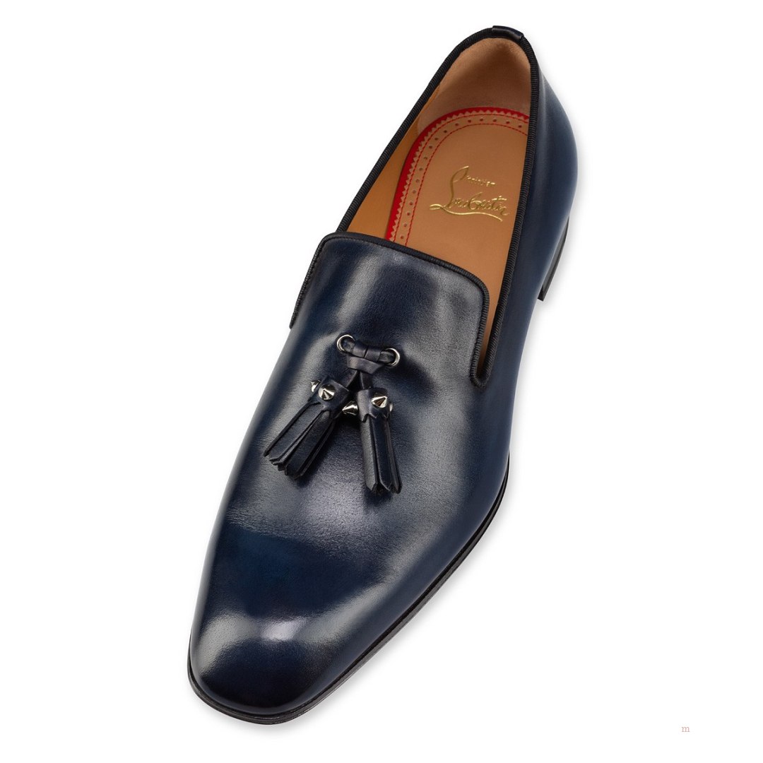 Christian Louboutin Dandelion Tassel Men's Loafers Blue | EGUORC573