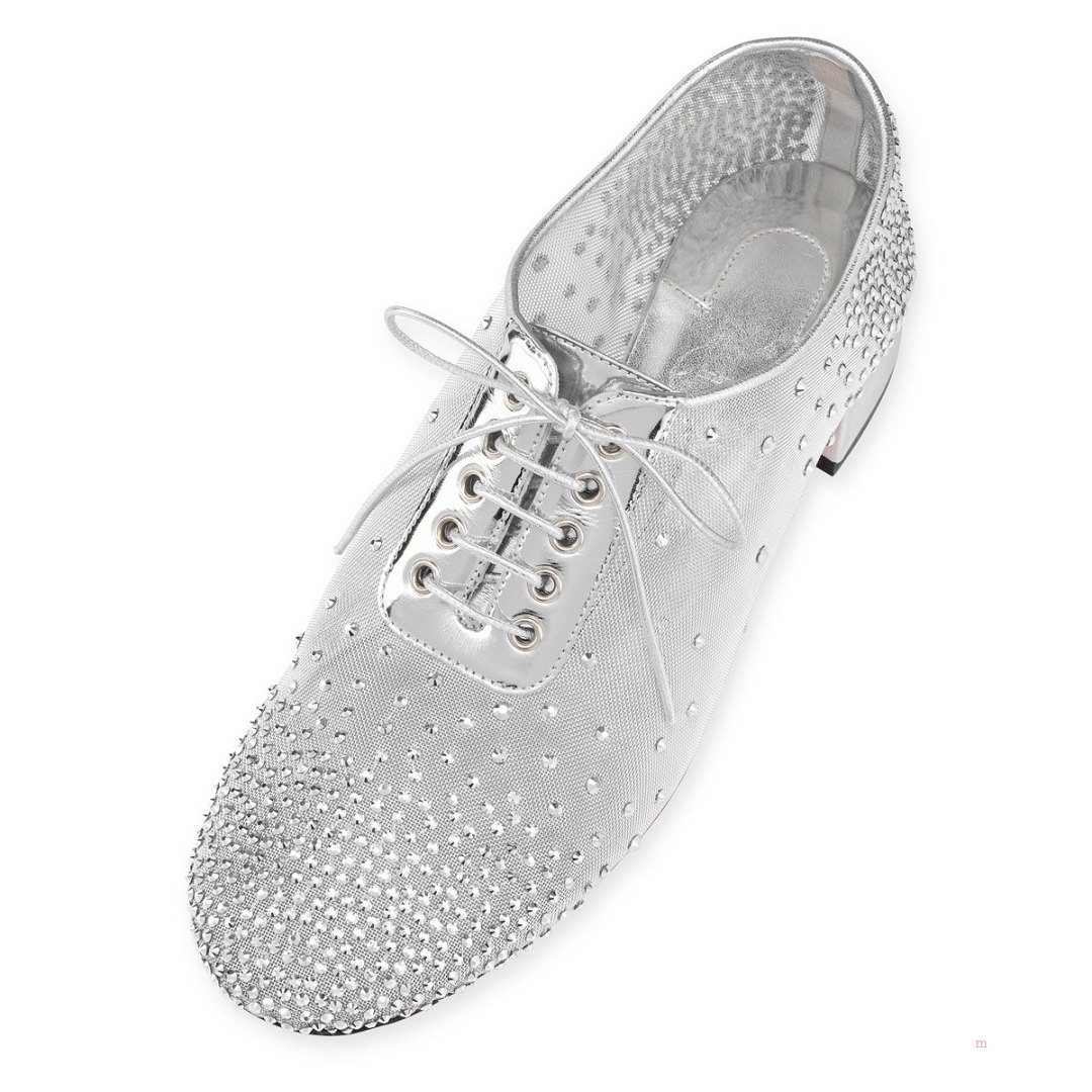 Christian Louboutin Degraginzbar Women's Lace Up Shoes Silver | XNDJZF721