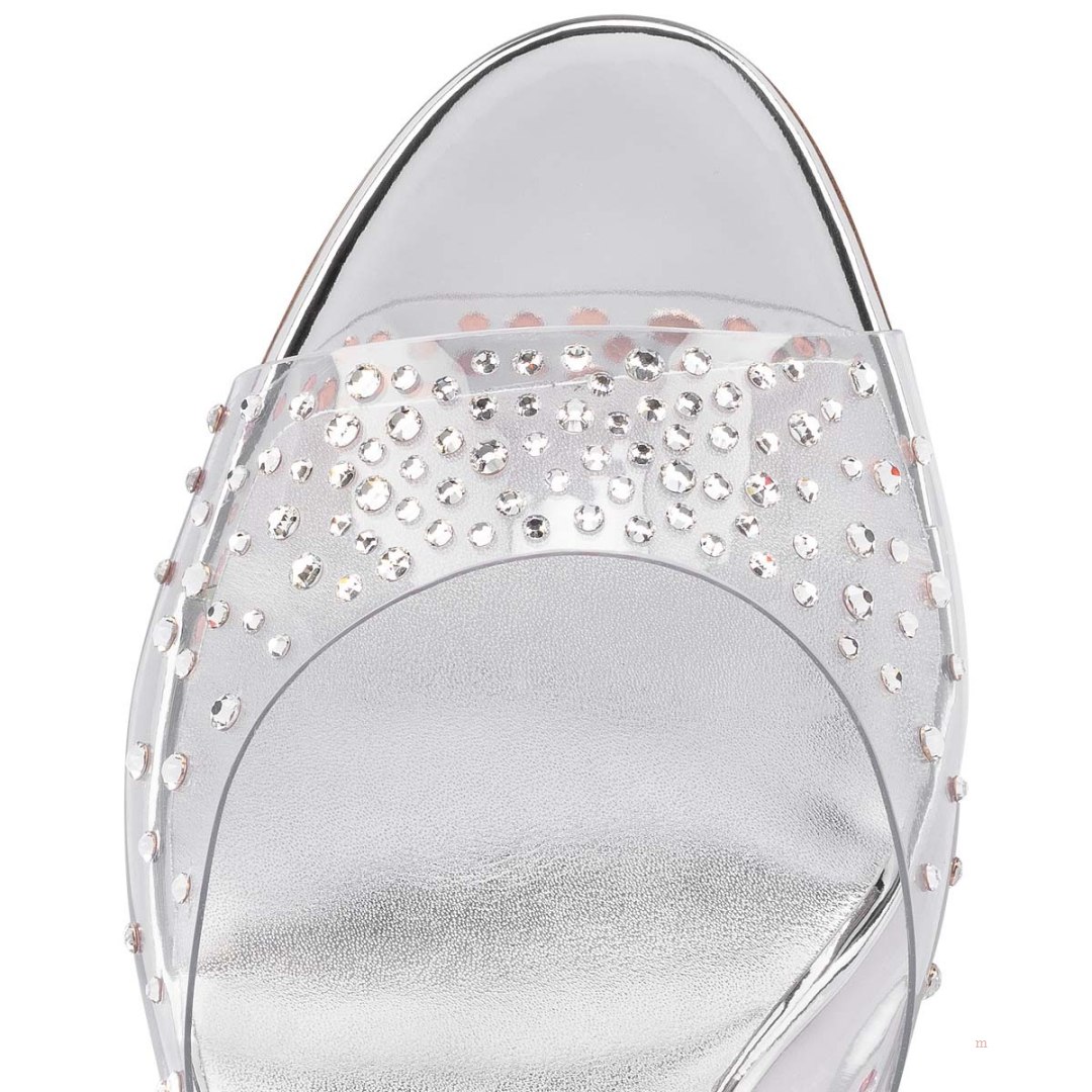 Christian Louboutin Degramule Strass Women's Mules Silver | WDPIVC527