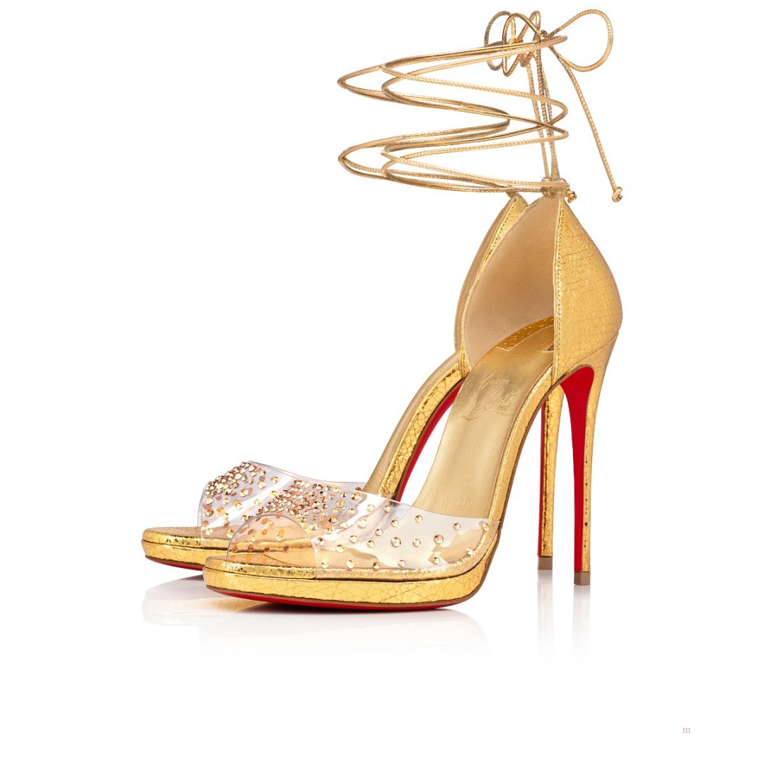 Christian Louboutin Degratina Frou Women\'s Sandals Gold | VJLGRT312