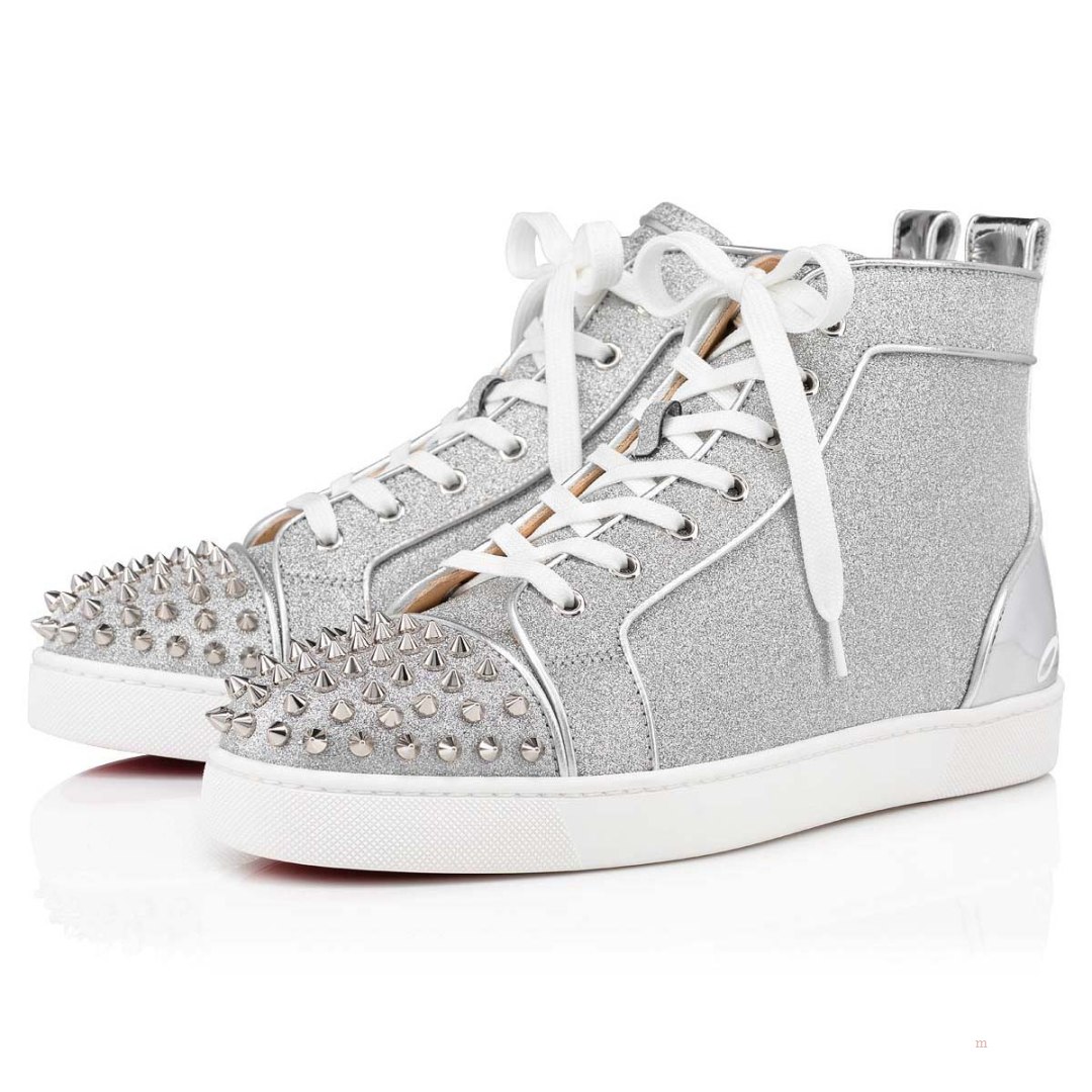 Christian Louboutin Fun Lou Spikes Men's Sneakers Silver | QNIDCV397