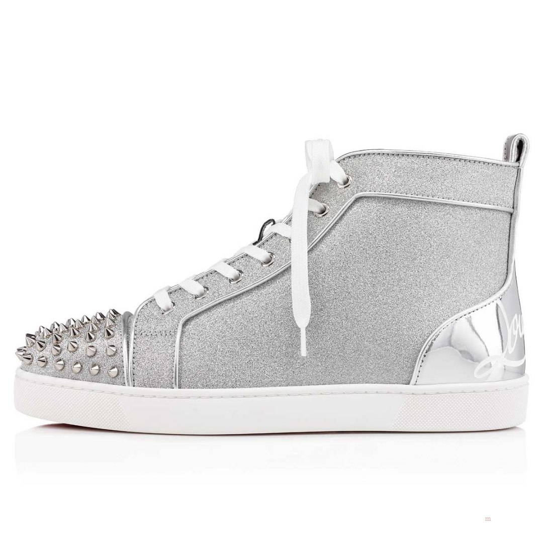 Christian Louboutin Fun Lou Spikes Men's Sneakers Silver | QNIDCV397