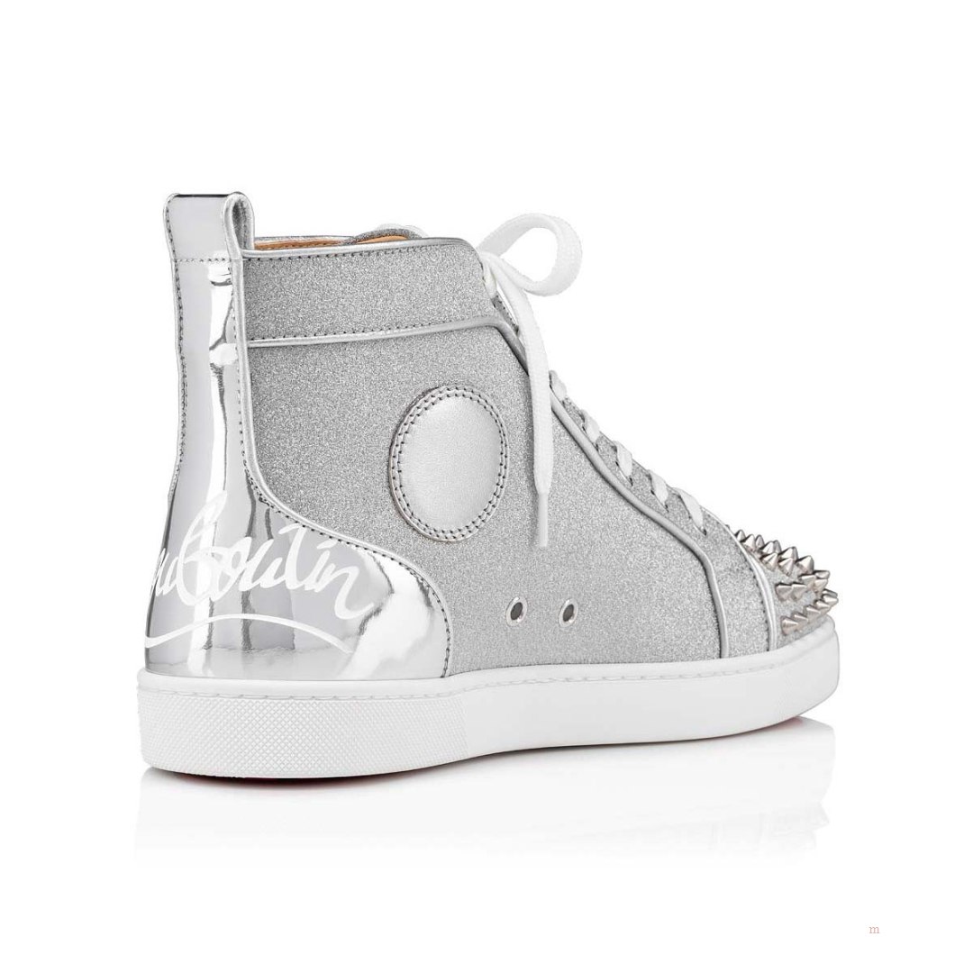 Christian Louboutin Fun Lou Spikes Men's Sneakers Silver | QNIDCV397