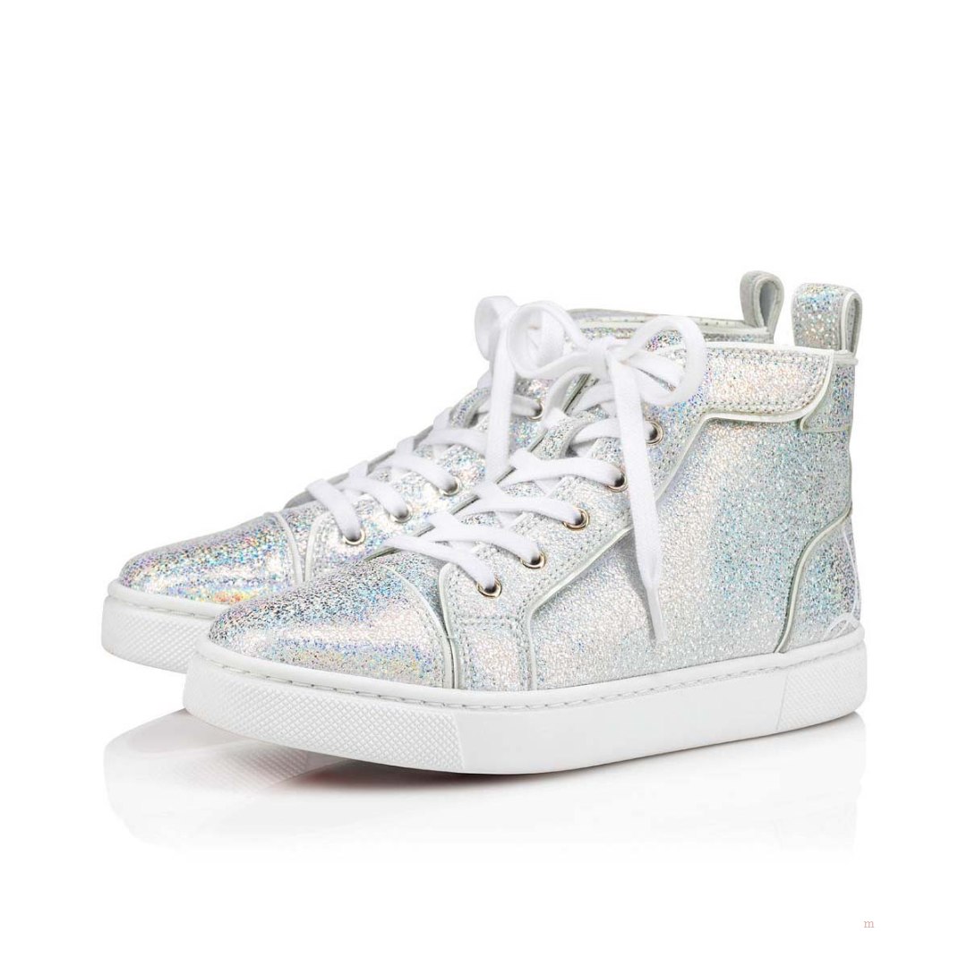 Christian Louboutin Funnytopi Boys' High Top Sneakers Silver | BKQMCZ809