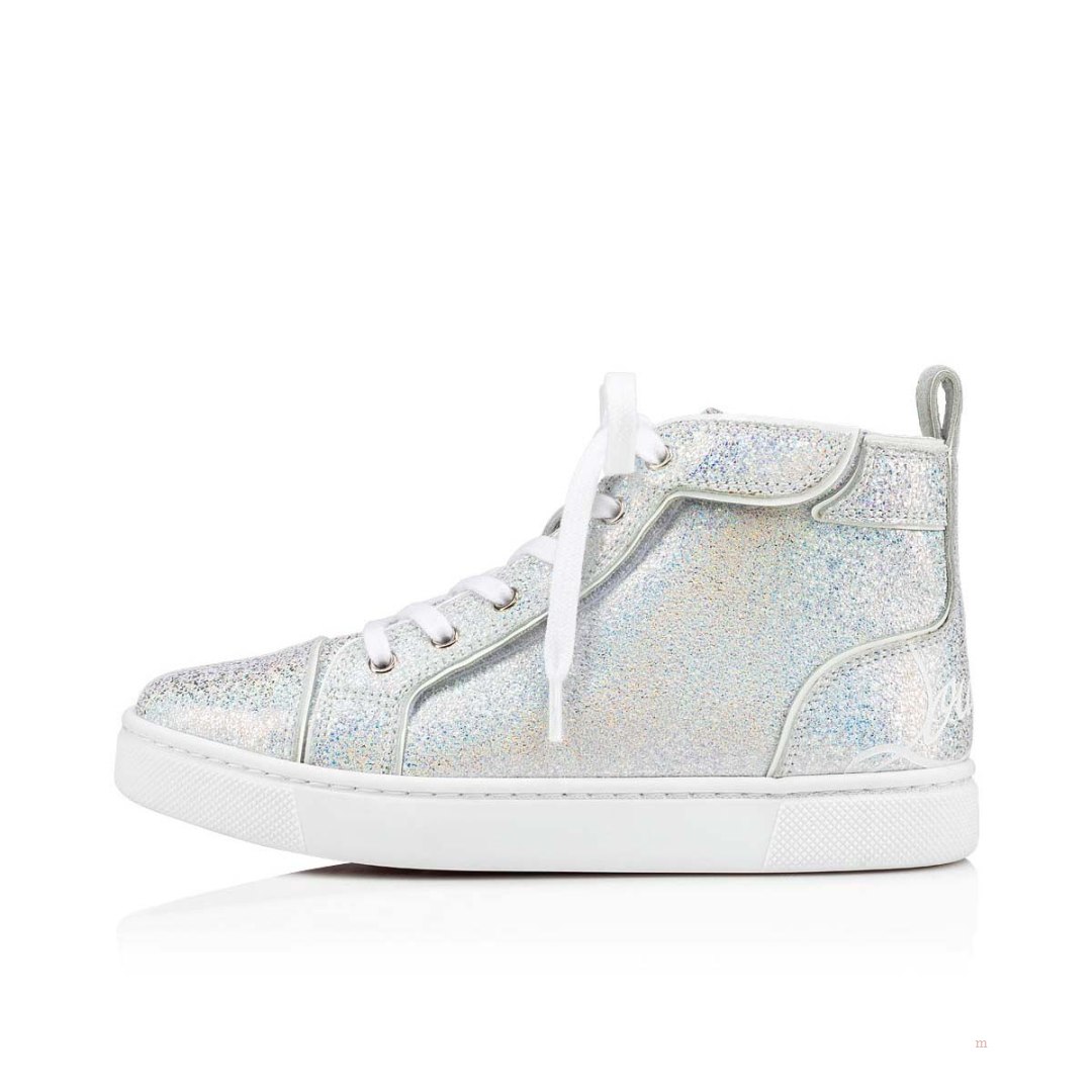 Christian Louboutin Funnytopi Boys' High Top Sneakers Silver | BKQMCZ809