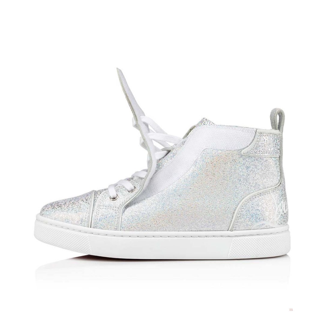 Christian Louboutin Funnytopi Boys' High Top Sneakers Silver | BKQMCZ809