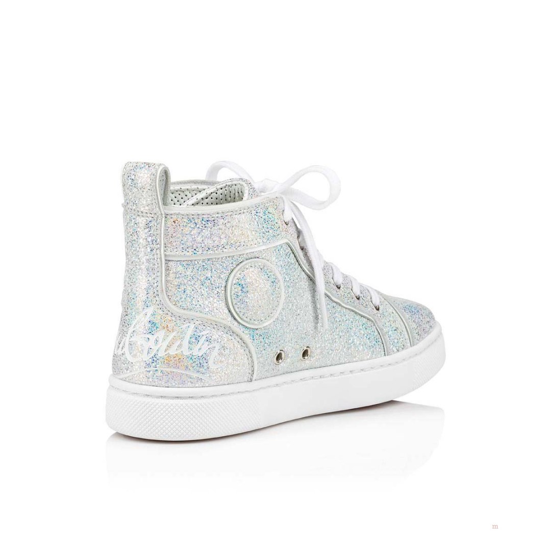 Christian Louboutin Funnytopi Boys' High Top Sneakers Silver | BKQMCZ809