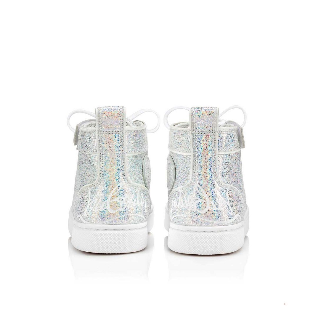 Christian Louboutin Funnytopi Boys' High Top Sneakers Silver | BKQMCZ809