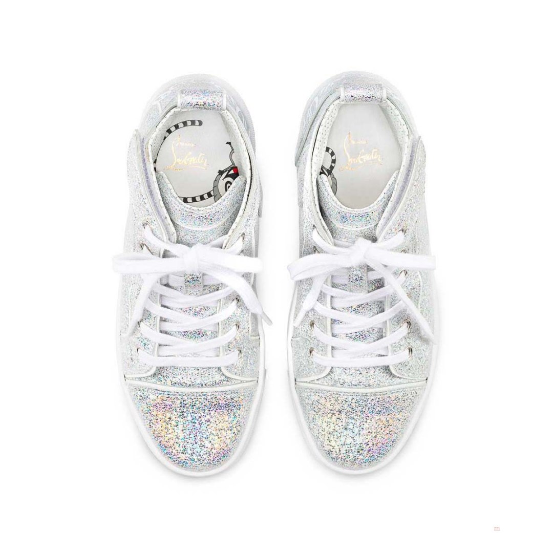 Christian Louboutin Funnytopi Girls' High Top Sneakers Silver | ACDNVX607