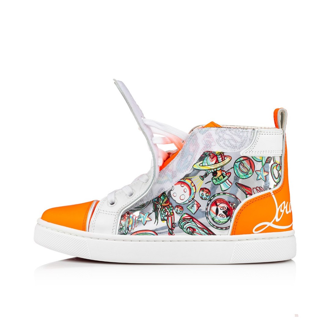 Christian Louboutin Funnytopi Girls' High Top Sneakers Orange | MPOHRG731