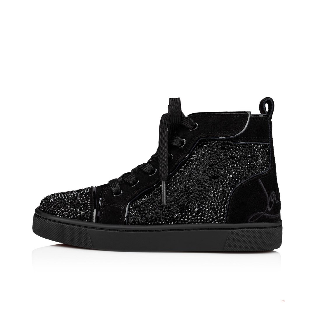 Christian Louboutin Funnytopi Strass Boys' High Top Sneakers Black | MRPGNW814