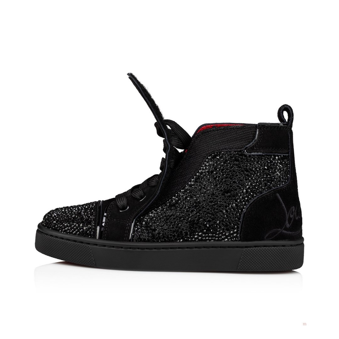 Christian Louboutin Funnytopi Strass Boys' High Top Sneakers Black | MRPGNW814