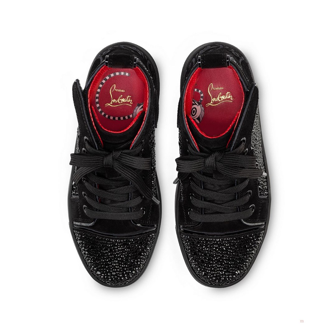 Christian Louboutin Funnytopi Strass Boys' High Top Sneakers Black | MRPGNW814