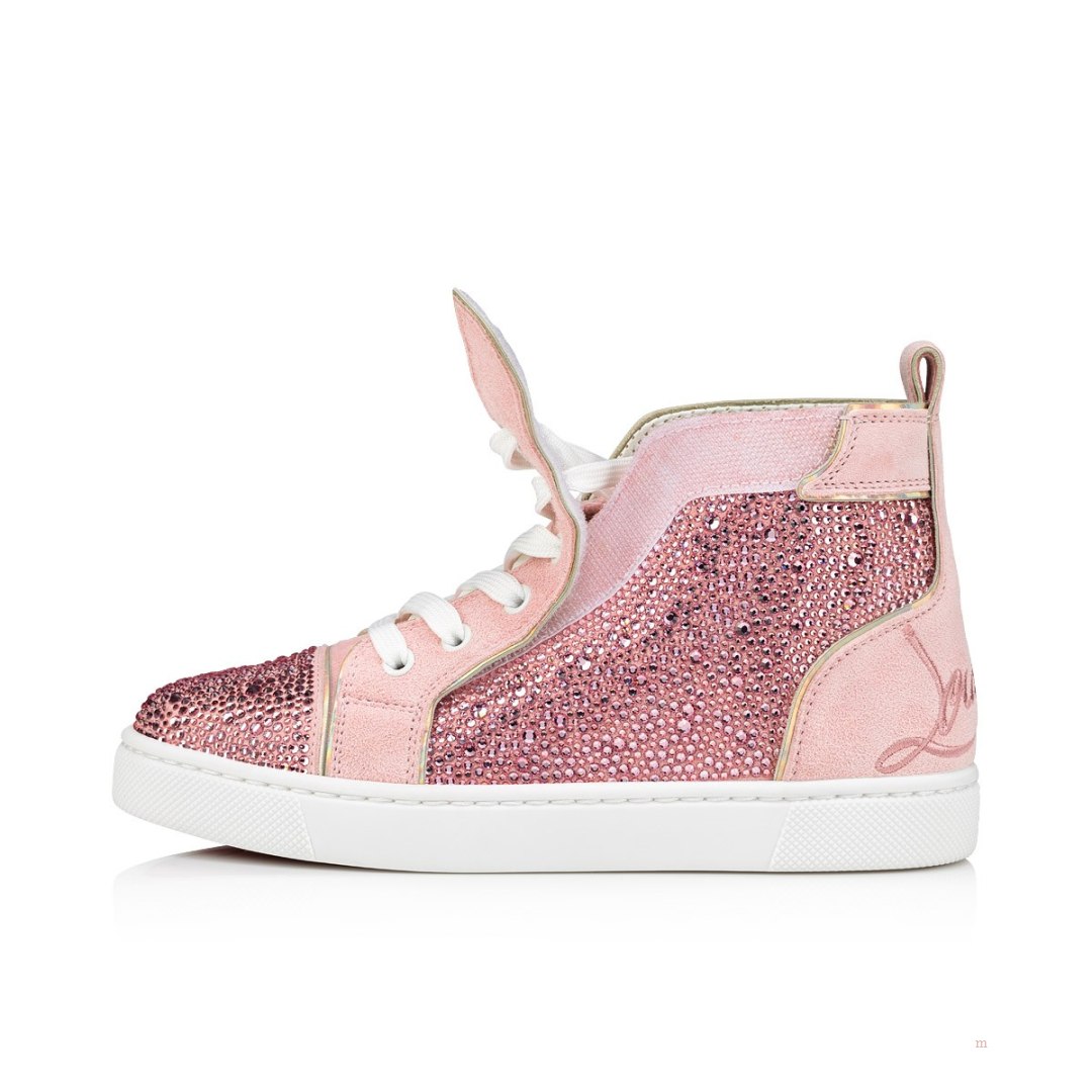 Christian Louboutin Funnytopi Strass Girls' High Top Sneakers Pink | LPDYBK649