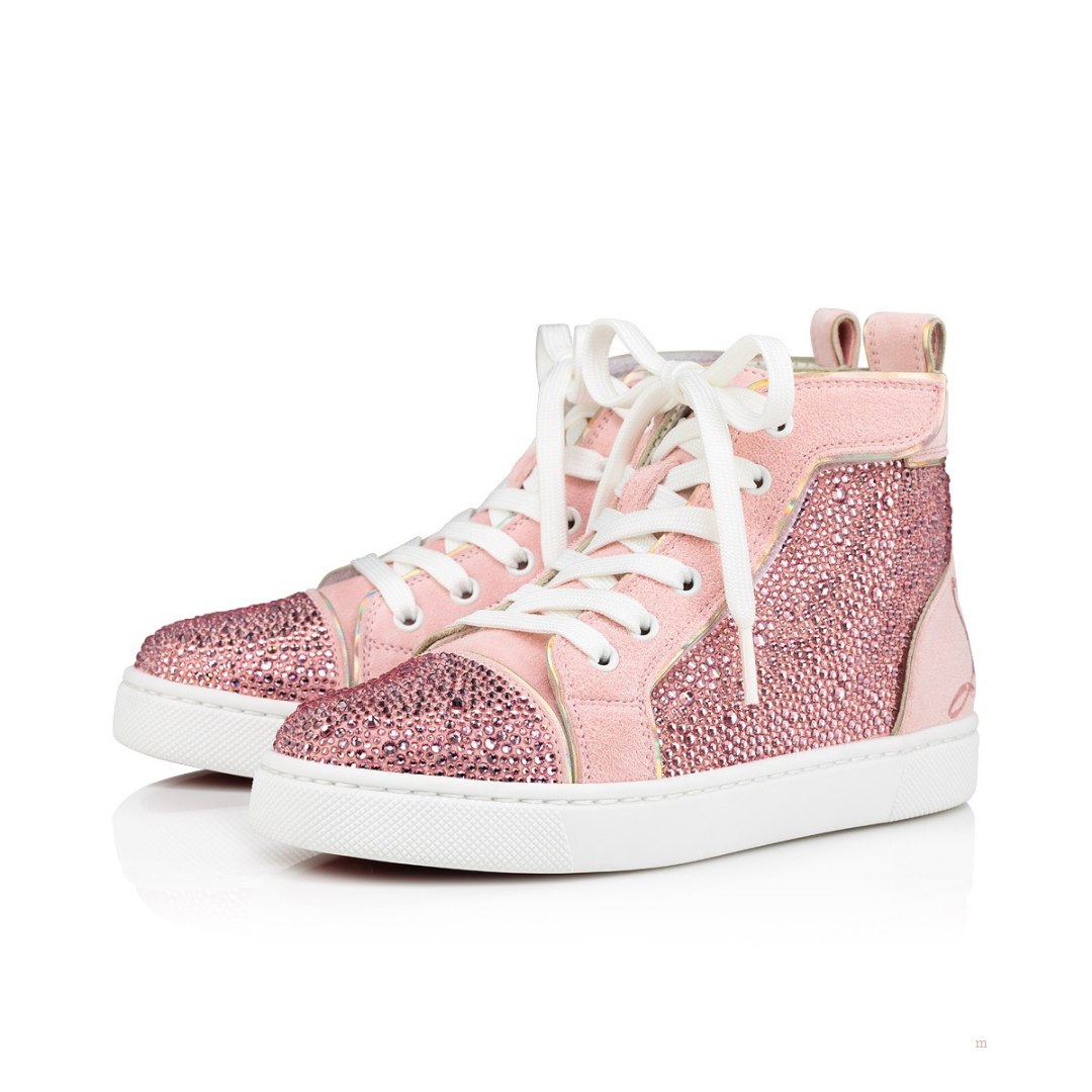 Christian Louboutin Funnytopi Strass Girls\' High Top Sneakers Pink | LPDYBK649