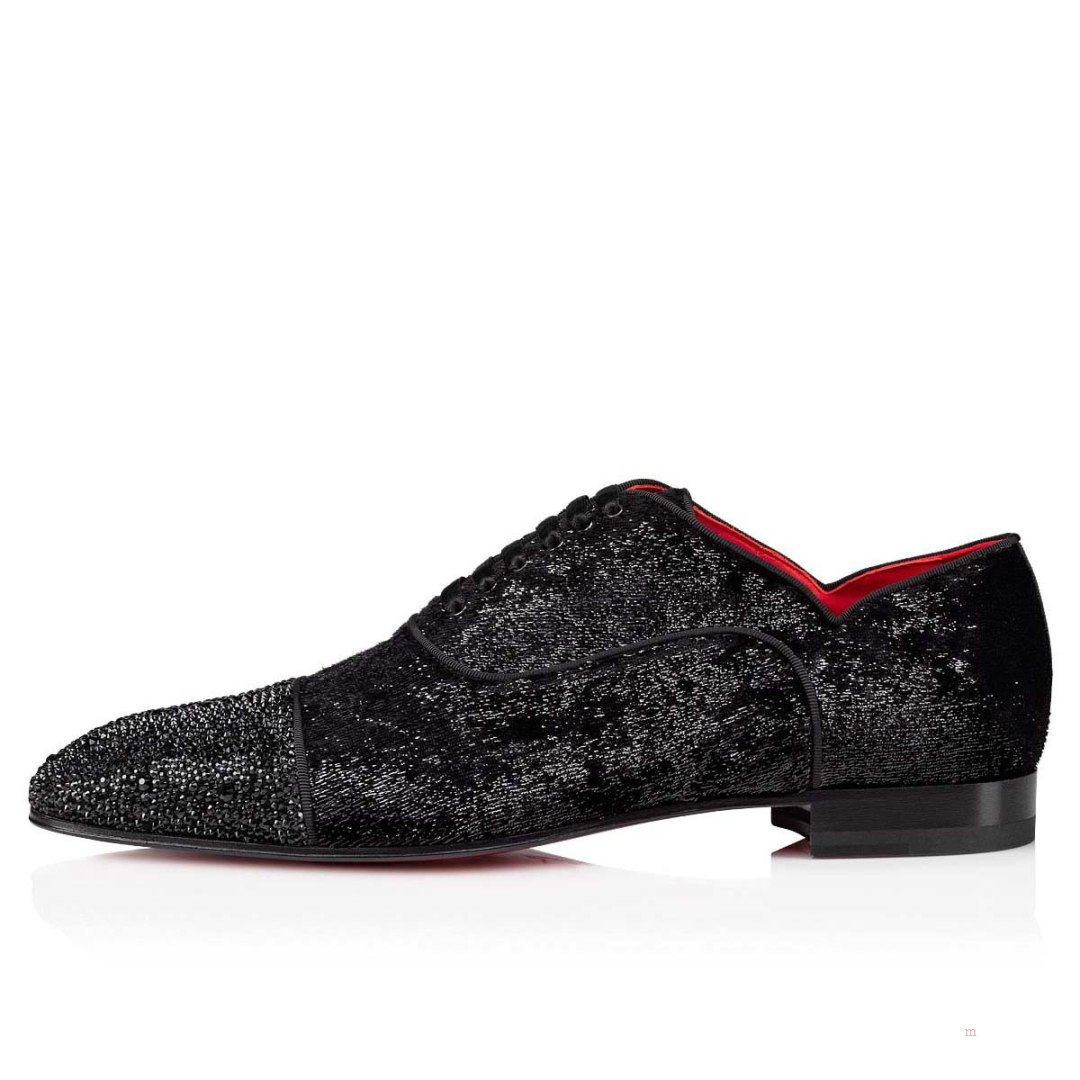 Christian Louboutin Greggy Chick P Strass Men's Lace Up Shoes Black | BWJVGP402