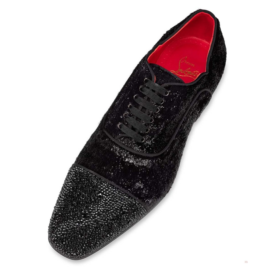 Christian Louboutin Greggy Chick P Strass Men's Lace Up Shoes Black | BWJVGP402