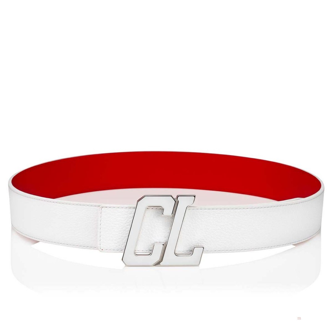 Christian Louboutin Happy Rui CL Logo belt Men's Belt White | IAJRUB065