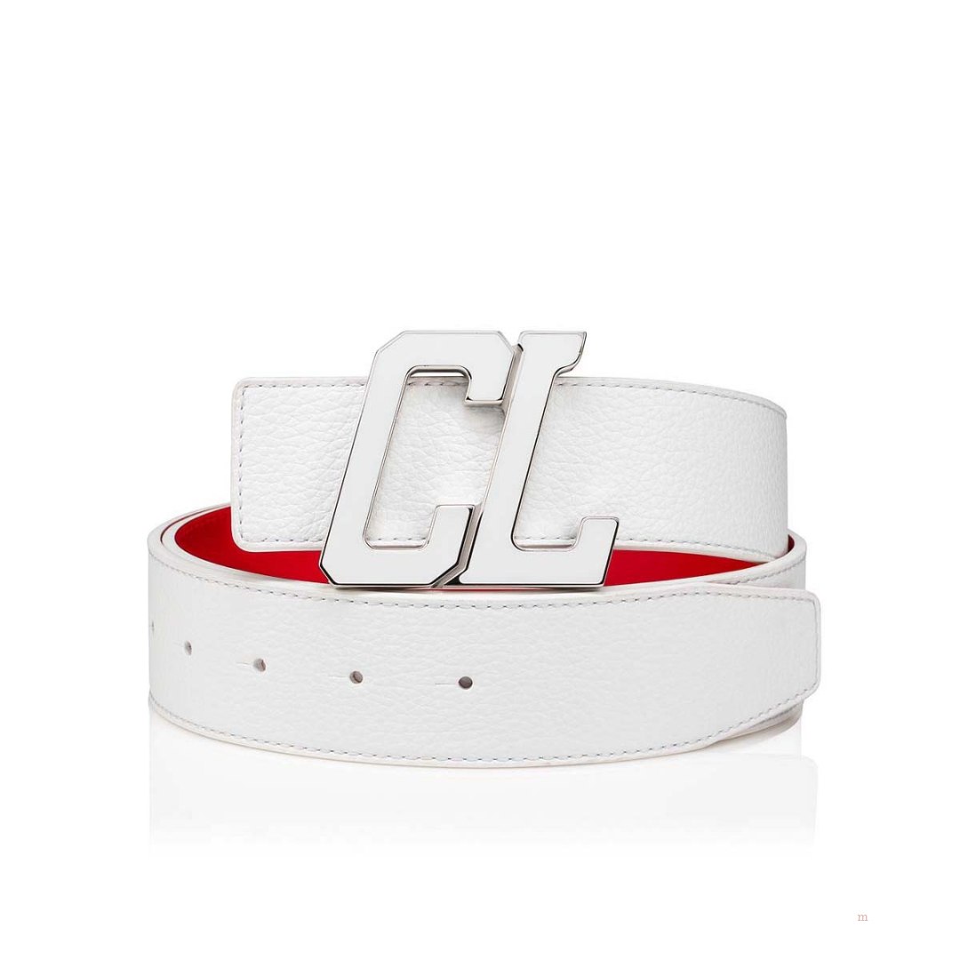 Christian Louboutin Happy Rui CL Logo belt Men\'s Belt White | IAJRUB065