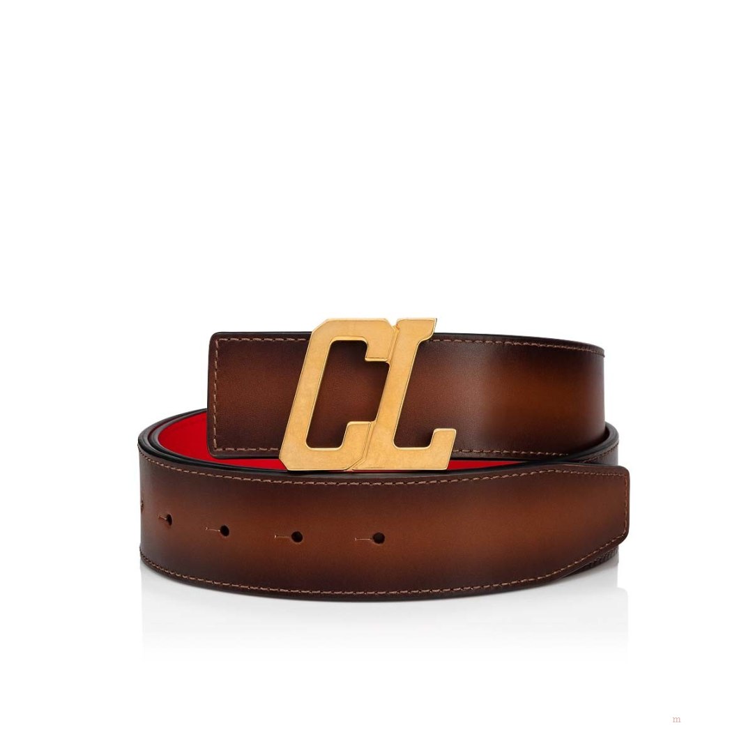 Christian Louboutin Happy Rui CL Logo belt Men\'s Belt Brown | JXACWN578