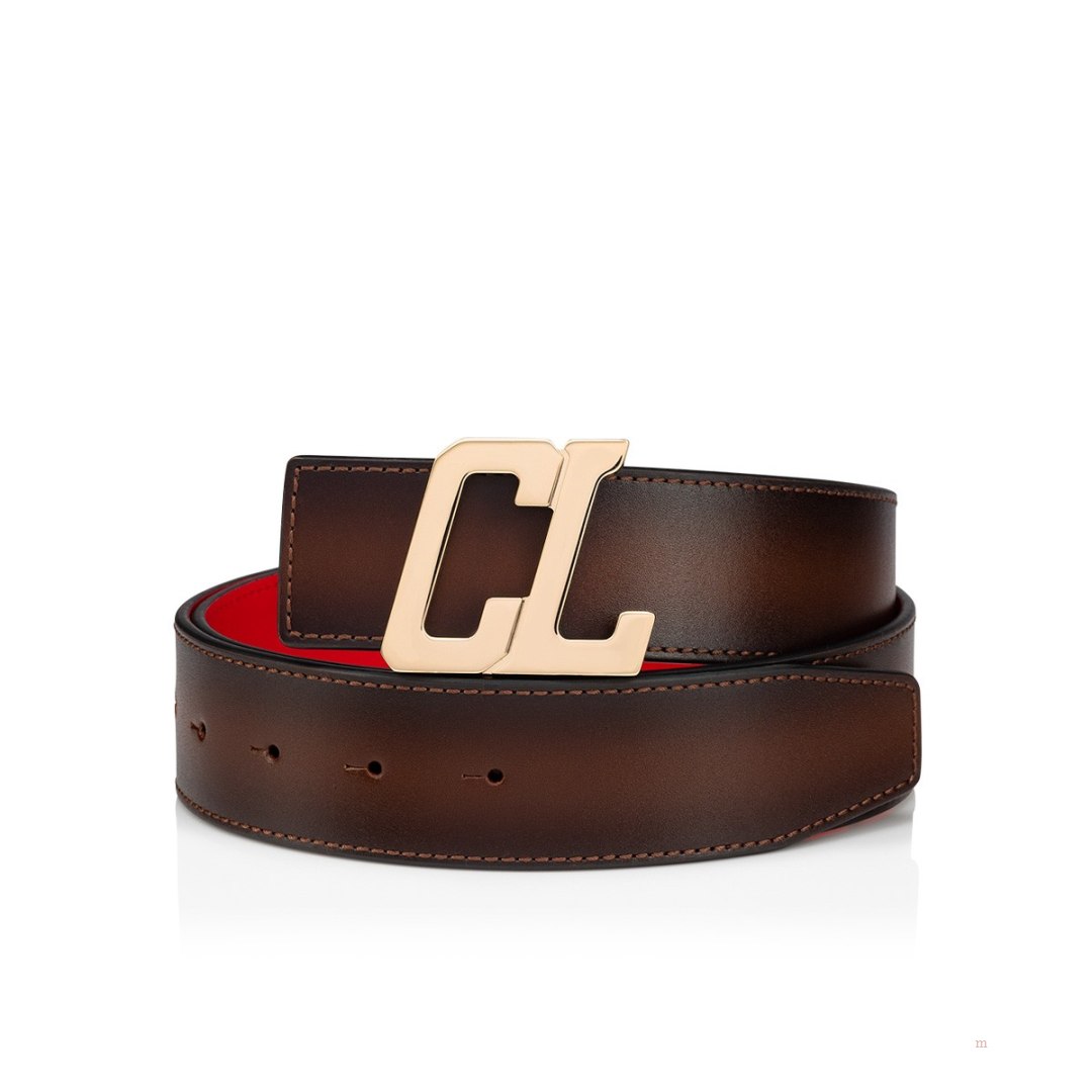 Christian Louboutin Happy Rui CL Logo belt buckle Men's Belt Gold | MEBQXY691