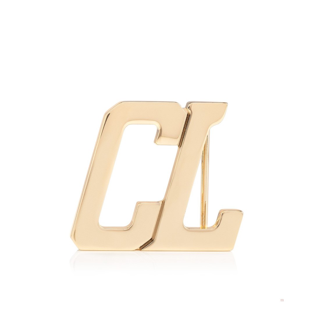 Christian Louboutin Happy Rui CL Logo belt buckle Men\'s Belt Gold | MEBQXY691