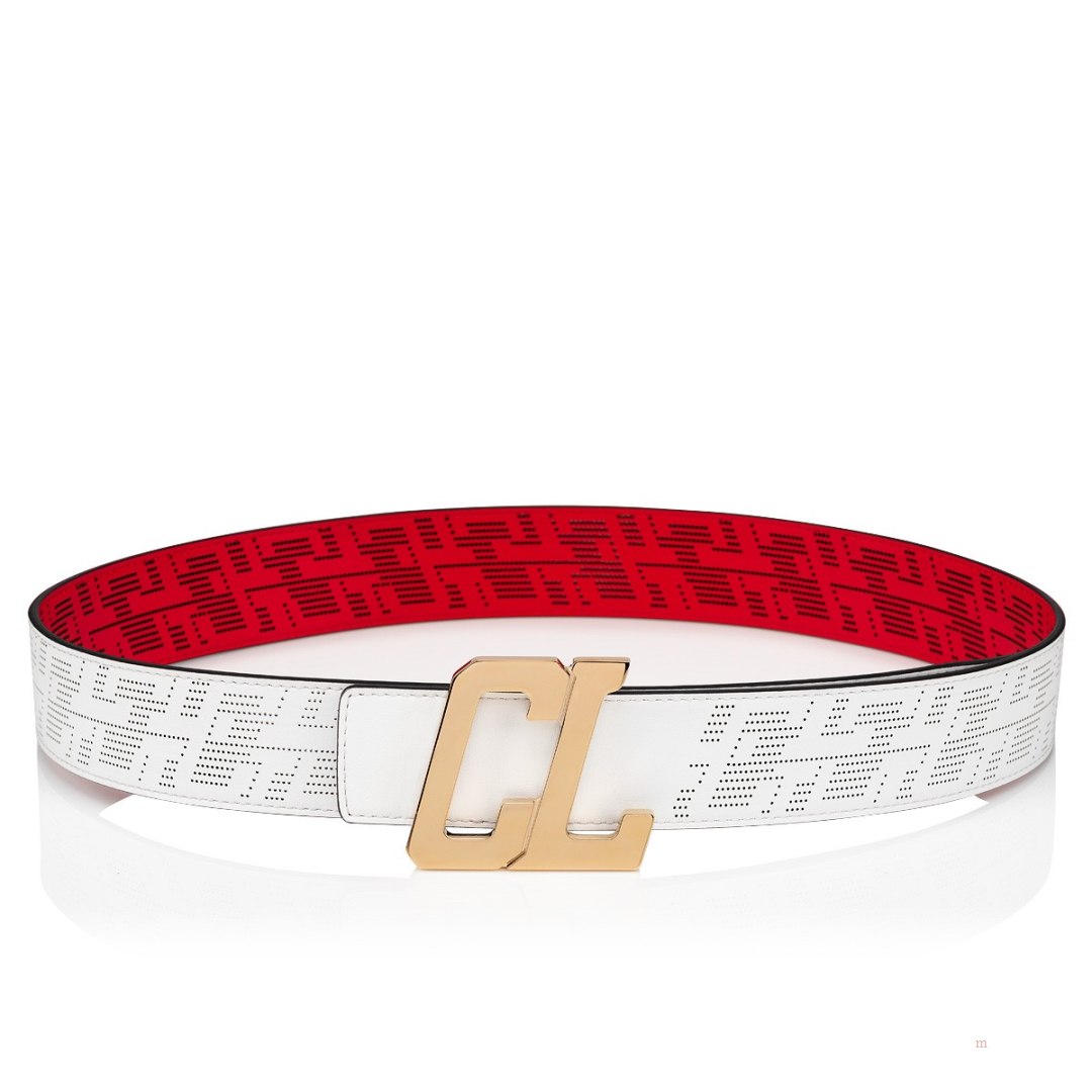 Christian Louboutin Happy Rui CL Logo belt Men's Belt White | MSXGLW736