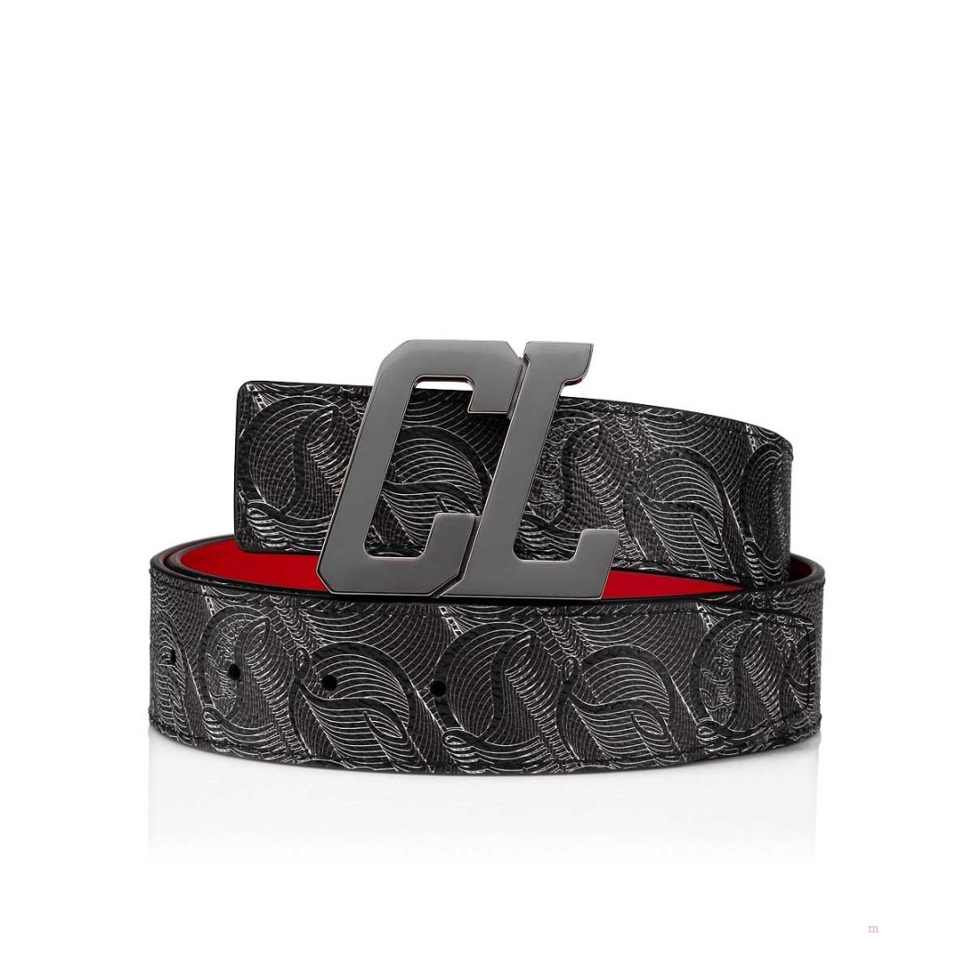 Christian Louboutin Happy Rui CL Logo belt Men's Belt Black | TOEHYS493