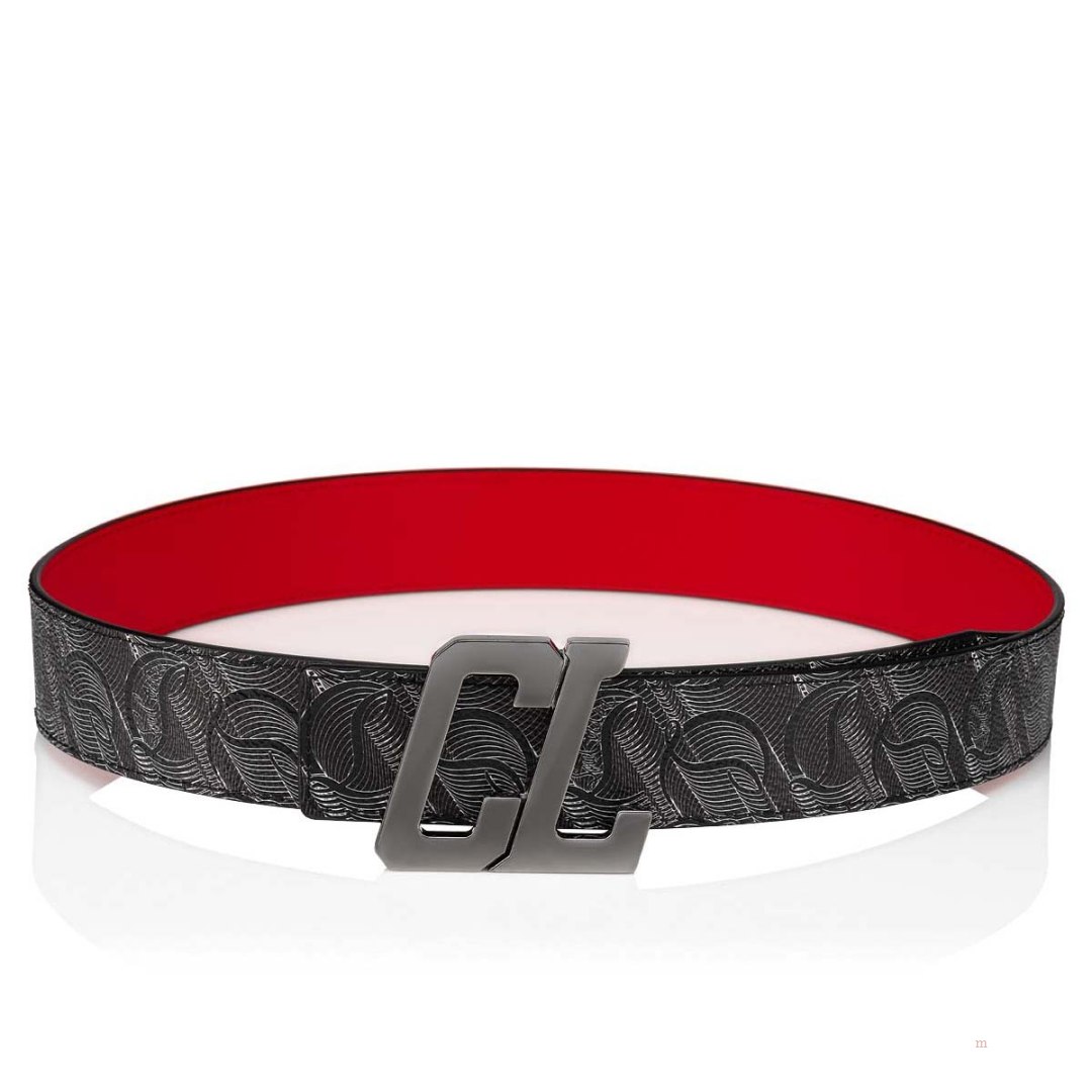 Christian Louboutin Happy Rui CL Logo belt Men's Belt Black | TOEHYS493