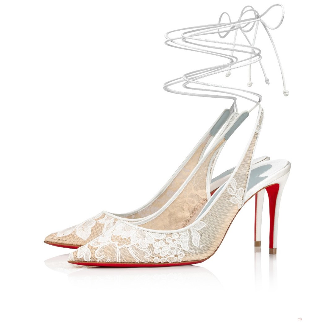 Christian Louboutin Lace Up Kate Women\'s Pumps White | HBEPNC102