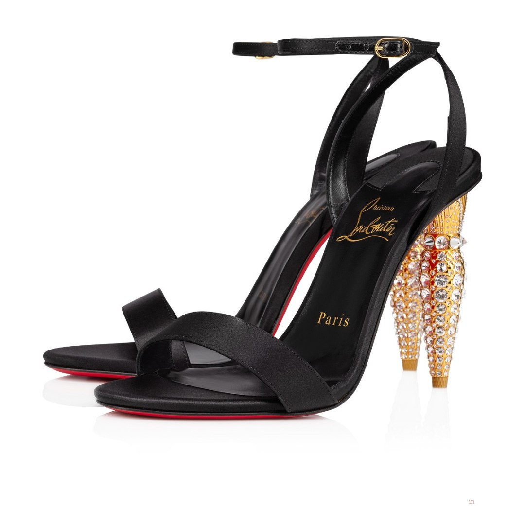 Christian Louboutin Lipstrass Queen Women\'s Sandals Black | ARSUVZ697