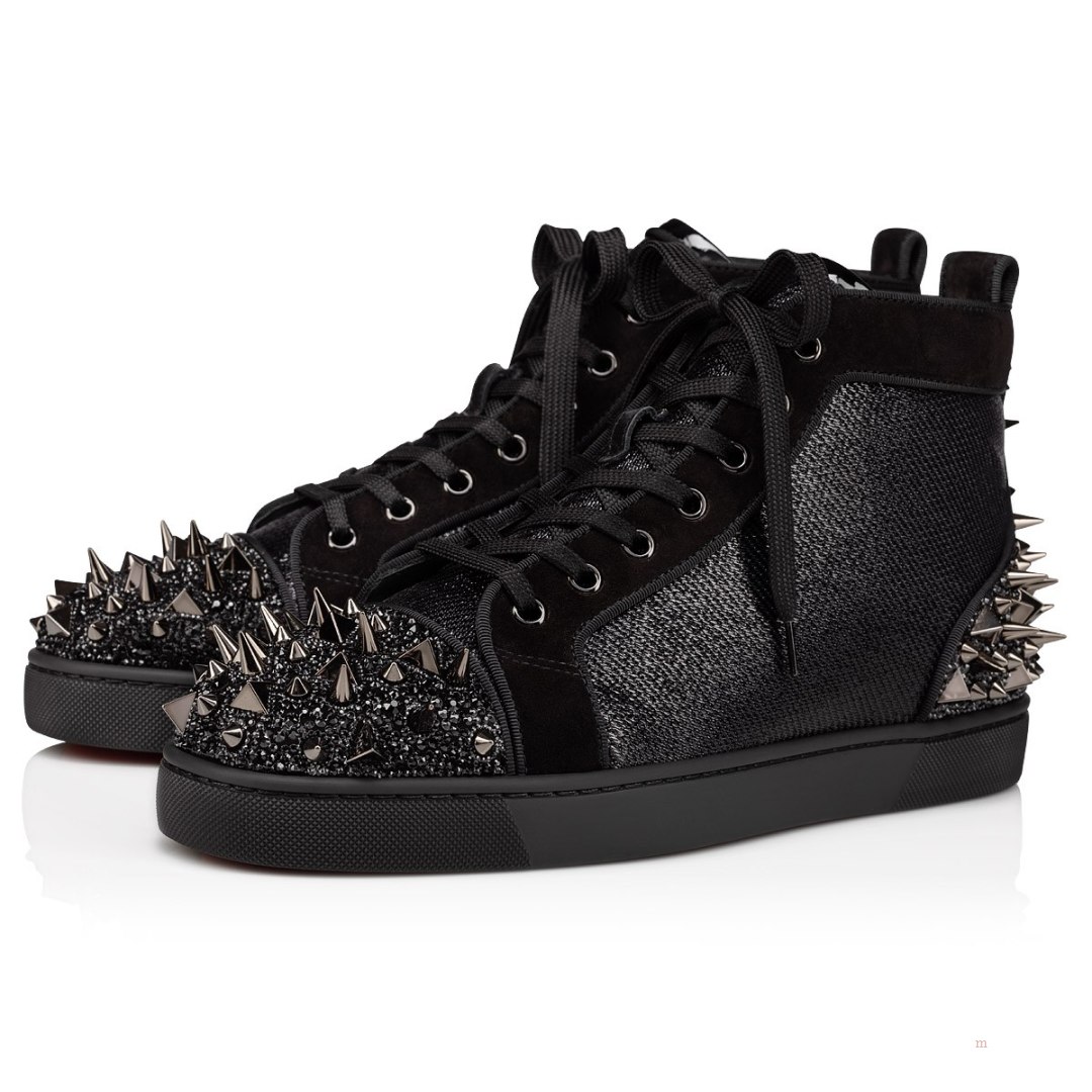 Christian Louboutin Lou Pik Pik 2 Strass Men's High Top Sneakers Black | PEDASU142