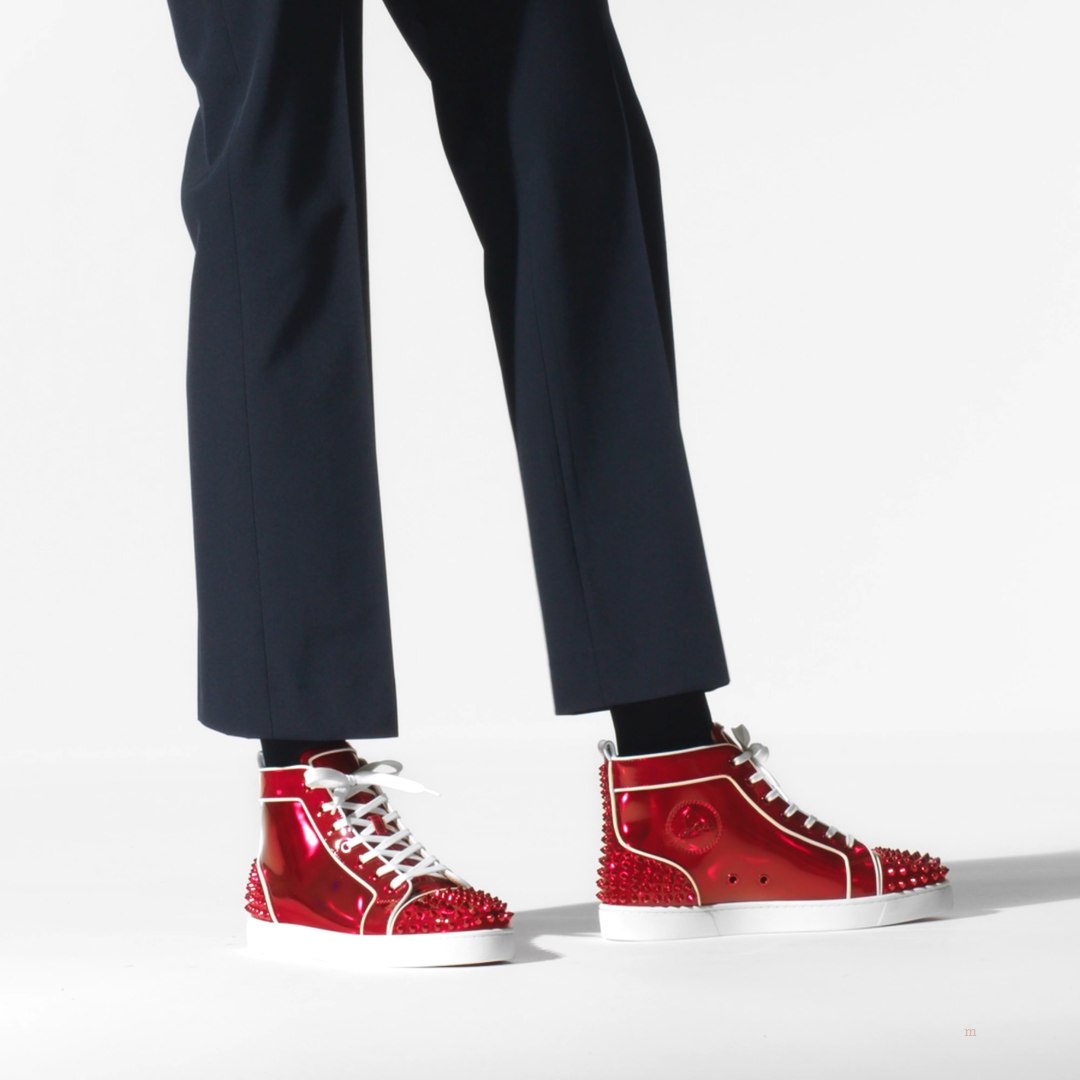 Christian Louboutin Lou Spikes 1 Men's High Top Sneakers Red | PHBEJV802